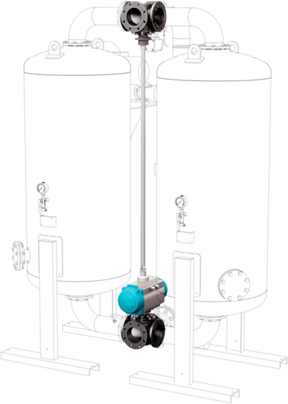 Combinación de válvula cruzada con dos válvulas de 4 vías, ejemplo de secado al aire